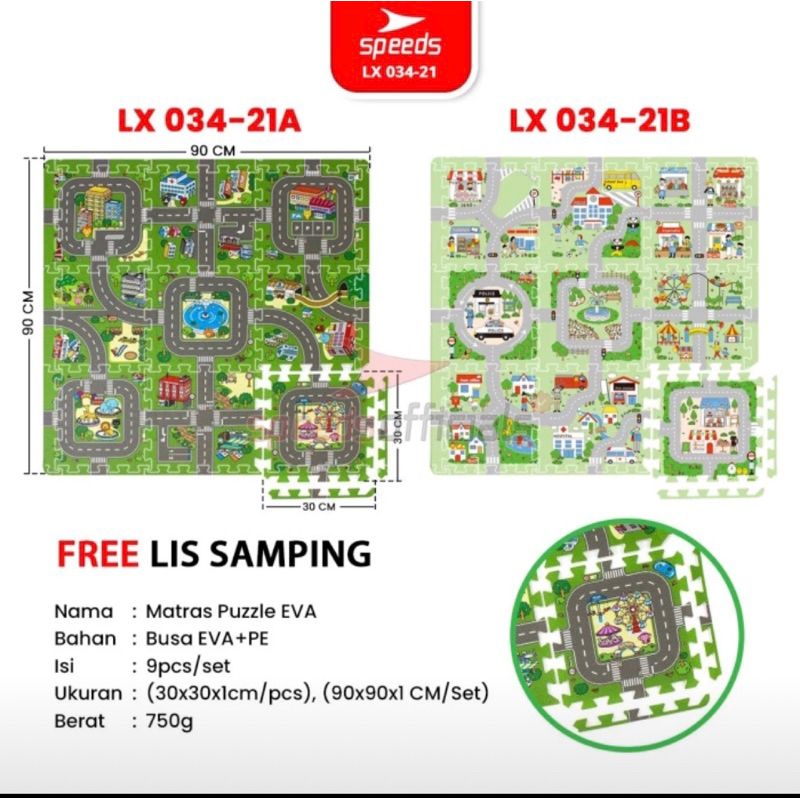 SPEEDS matras motif evamat 30x30 4 sisi || speeds matras puzle puzzle matras puzzel puzle motif