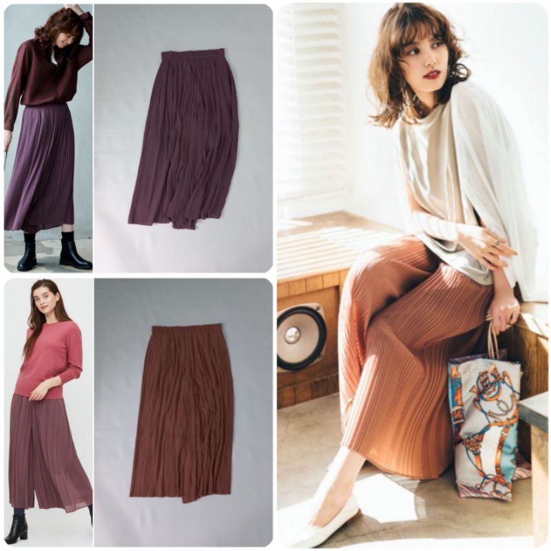 UNIQLO Chiffon Pleated Skirt Pants
