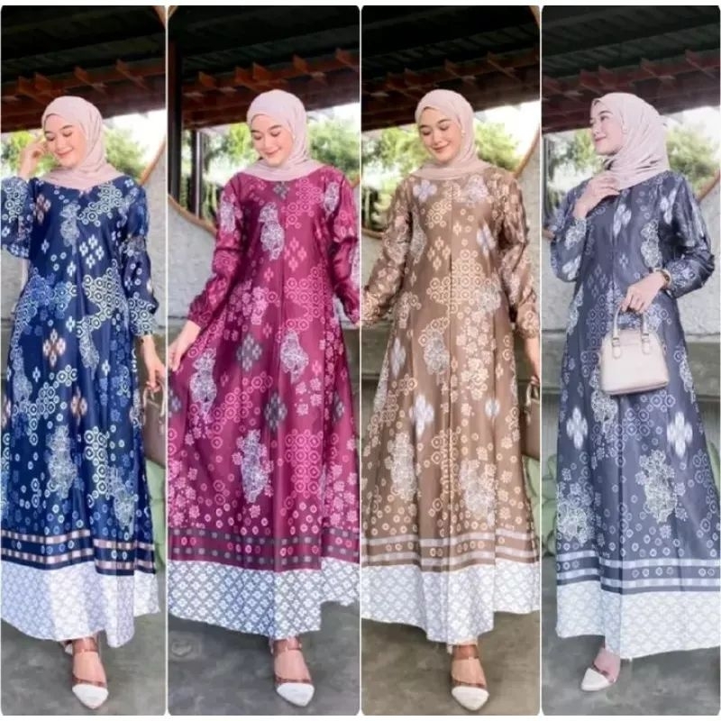 GAMIS HYGET MOTIF AMARA SERIES JUMBO BUSUI LENGAN KERUT TERBARU GAMIS MOTIF MAXMARA TERLARIS Gradasi