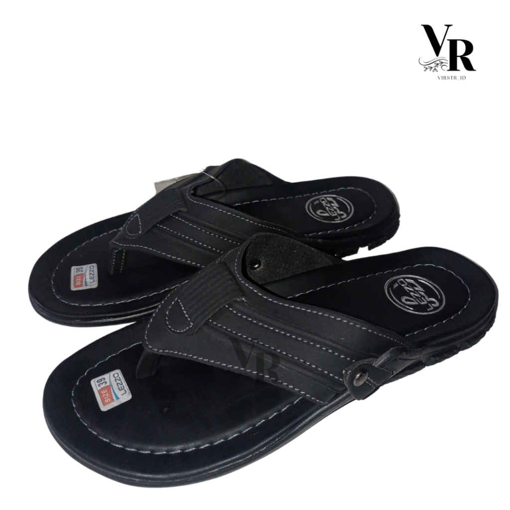 Sandal Pria Lezzo S 39-43 Fashion Pria Kekinian Elegan Hitam