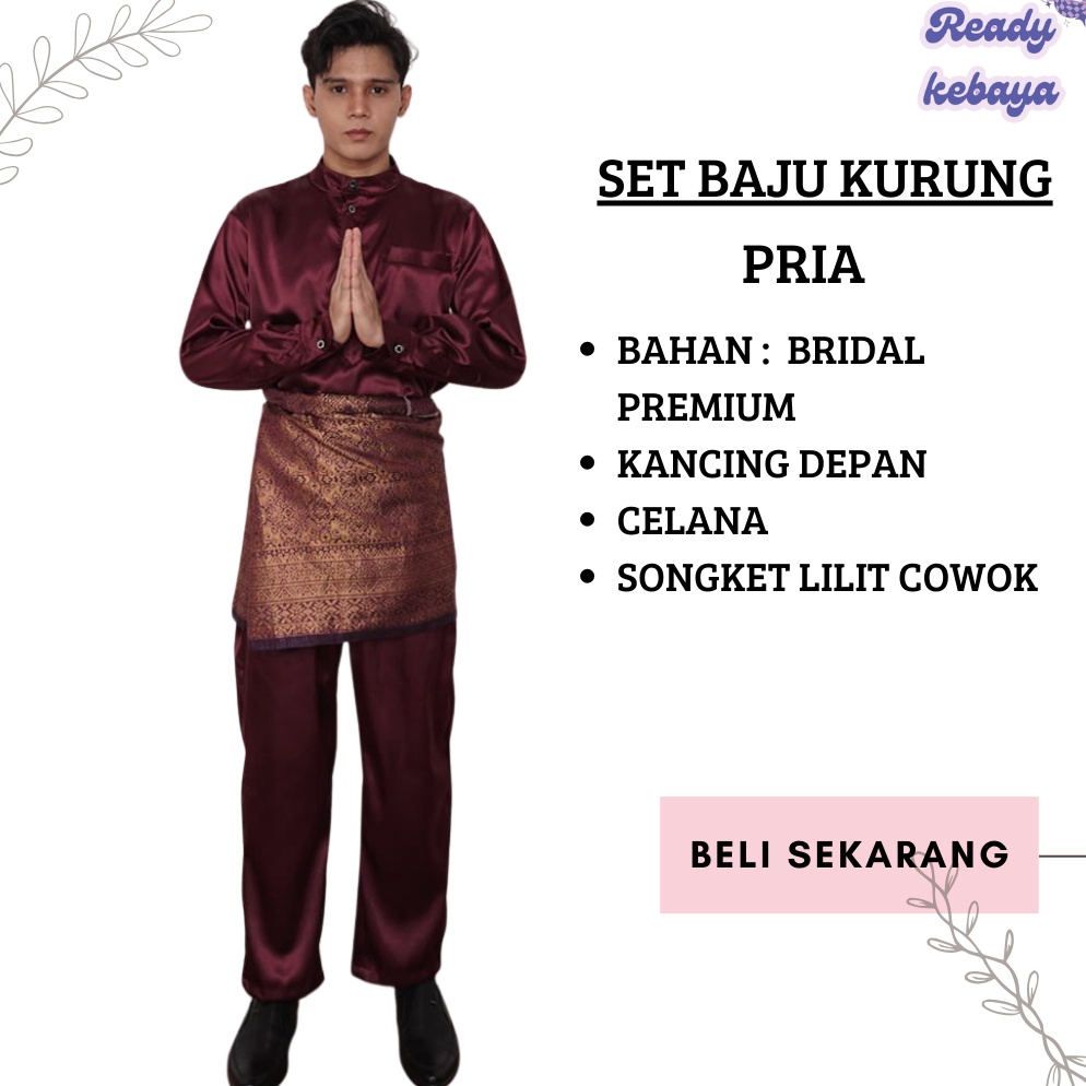 KODE X85Z Baju Kurung Melayu Pria Setelan Plus Songket  Baju Melayu Pria Songket Sampin  Baju Kurung