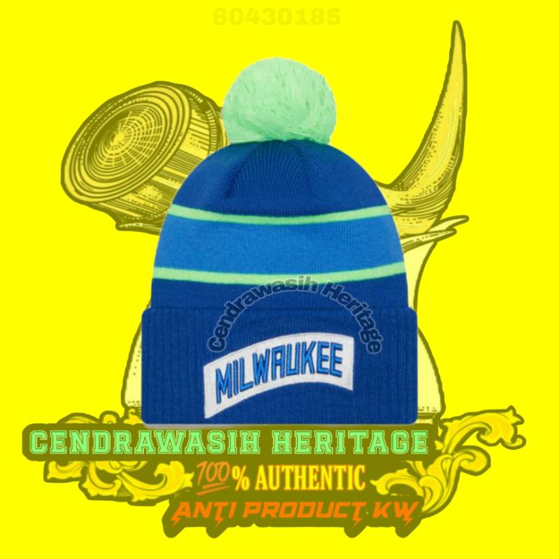 New Era Milwaukee Bucks City Edition Pom Knit 100% Original