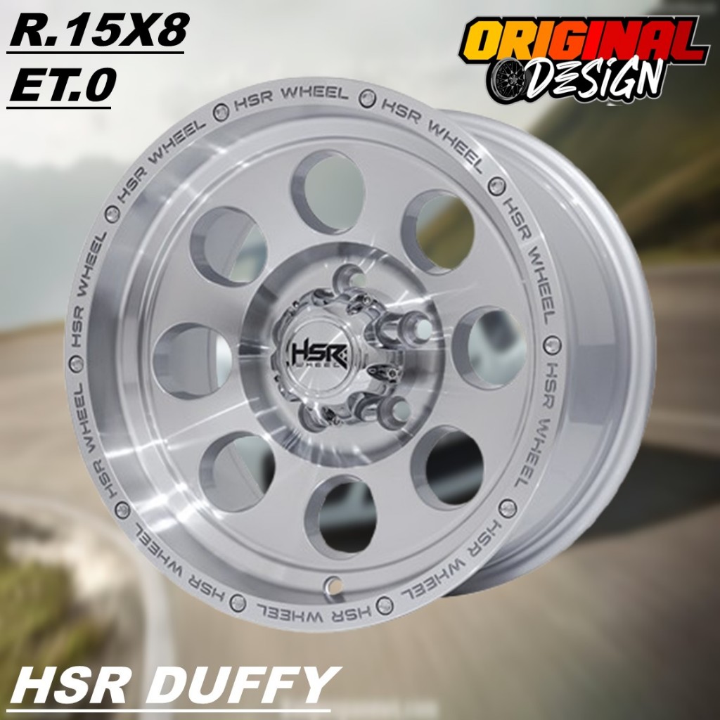 Velg racing style offroad ring 15 lubang 5 mobil rush, xpander, taruna, kuda, HSR DUFFY R15 silver