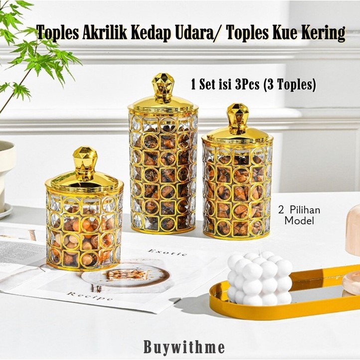 Toples Mewah Toples Gold Toples Aklirik Kedap Udara Gold Emas / Toples List Gold Mewah Toples Penyim