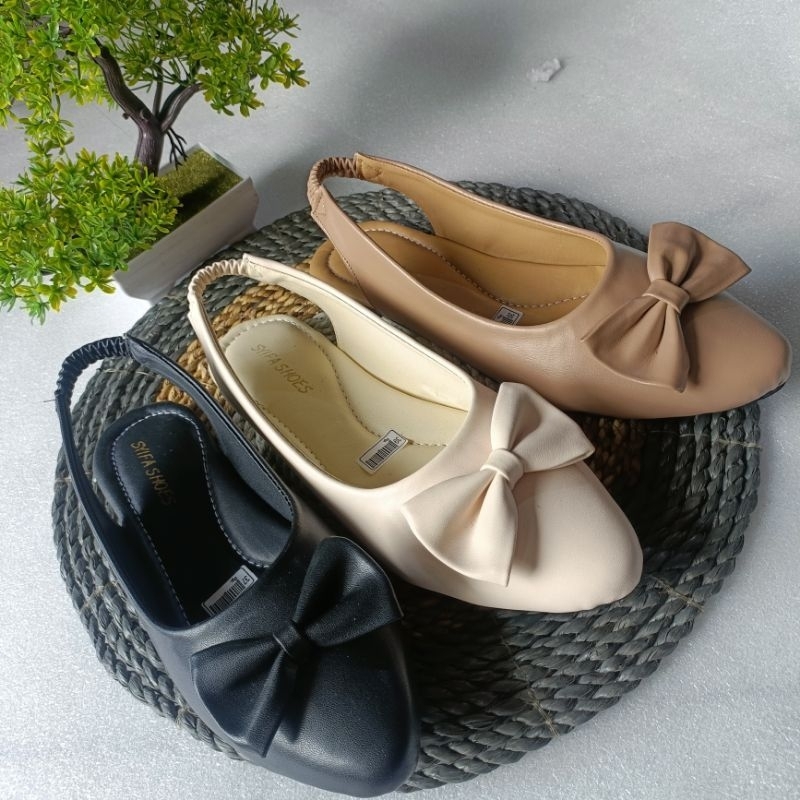 sepatu FLATSHOES wanita tali belakang Pita dasi