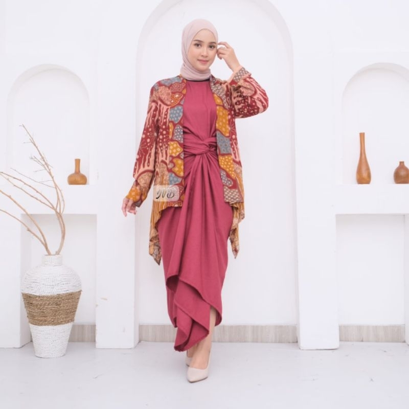 set gamis outer batik wanita kalimataya NH sarnia