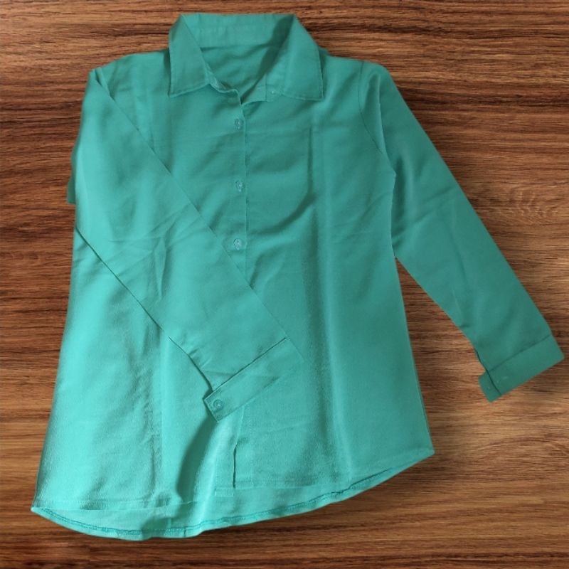 kemeja polos warna hijau my sorella preloved size L