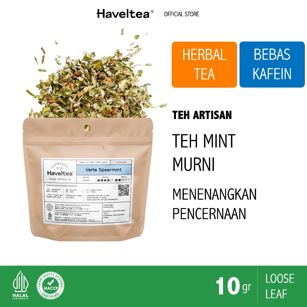 

Haveltea Verte Spearmint Tea – Teh Spearmint Murni | Pure Spearmint Tea Small Pouch 10Gr