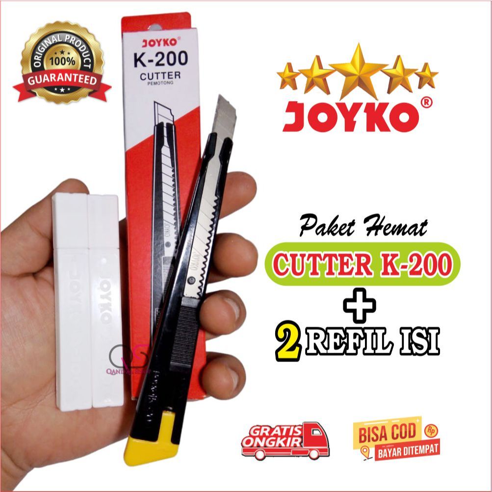

CUTTER JOYKO K-200 CUTTER KECIL PAKET CUTTER + 2 pak REFIL ISI JOYKO