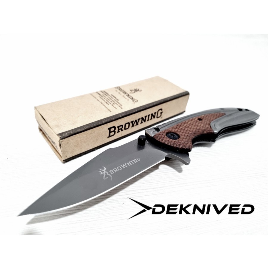 Pisau Survival Lipat Outdoor Browning X Wood Titanium Knife " Deknived "