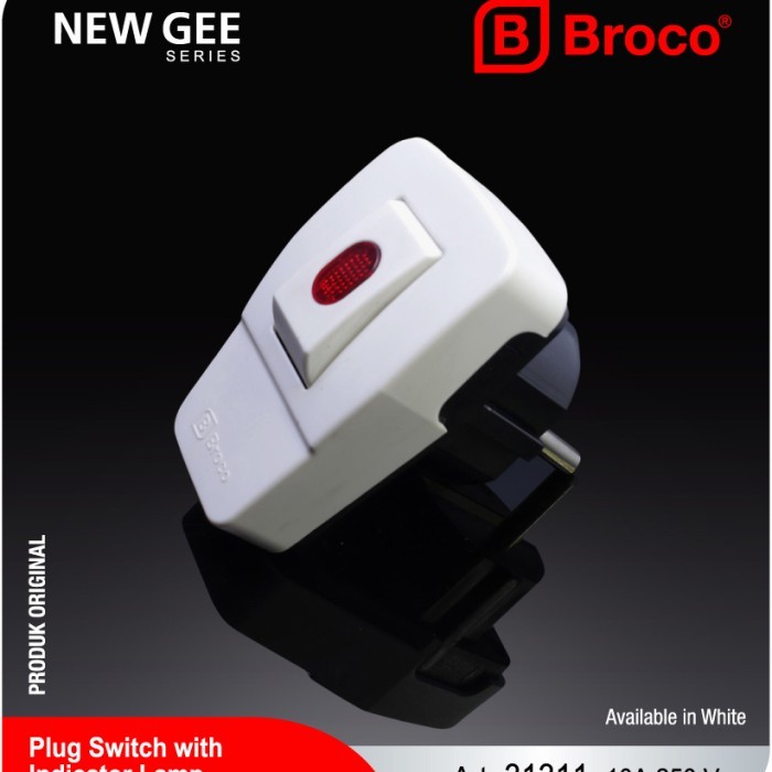 Steker Saklar Neon / Lampu ON-OFF Broco Warna Hitam Putih 13310