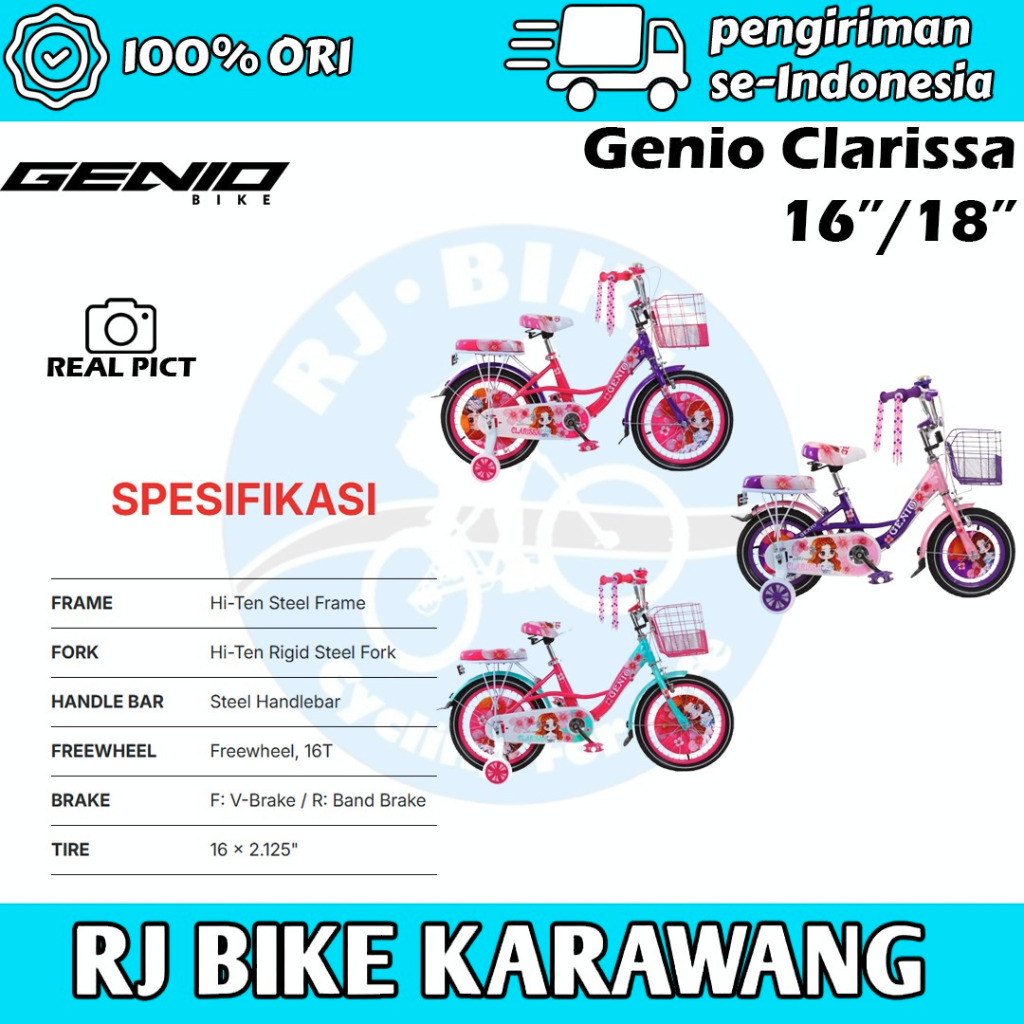 Sepeda Anak Perempuan Mini 16 18 inch Genio Clarissa