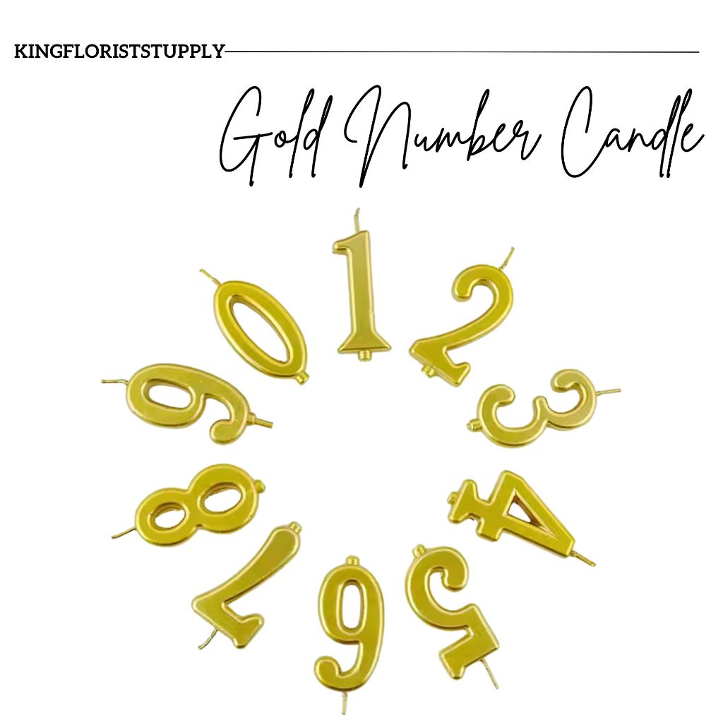(1pcs)Lilin Angka Gold Lilin Kue ulangtahun Lilin satuan metalic hiasan cake pesta/lilin angka mini