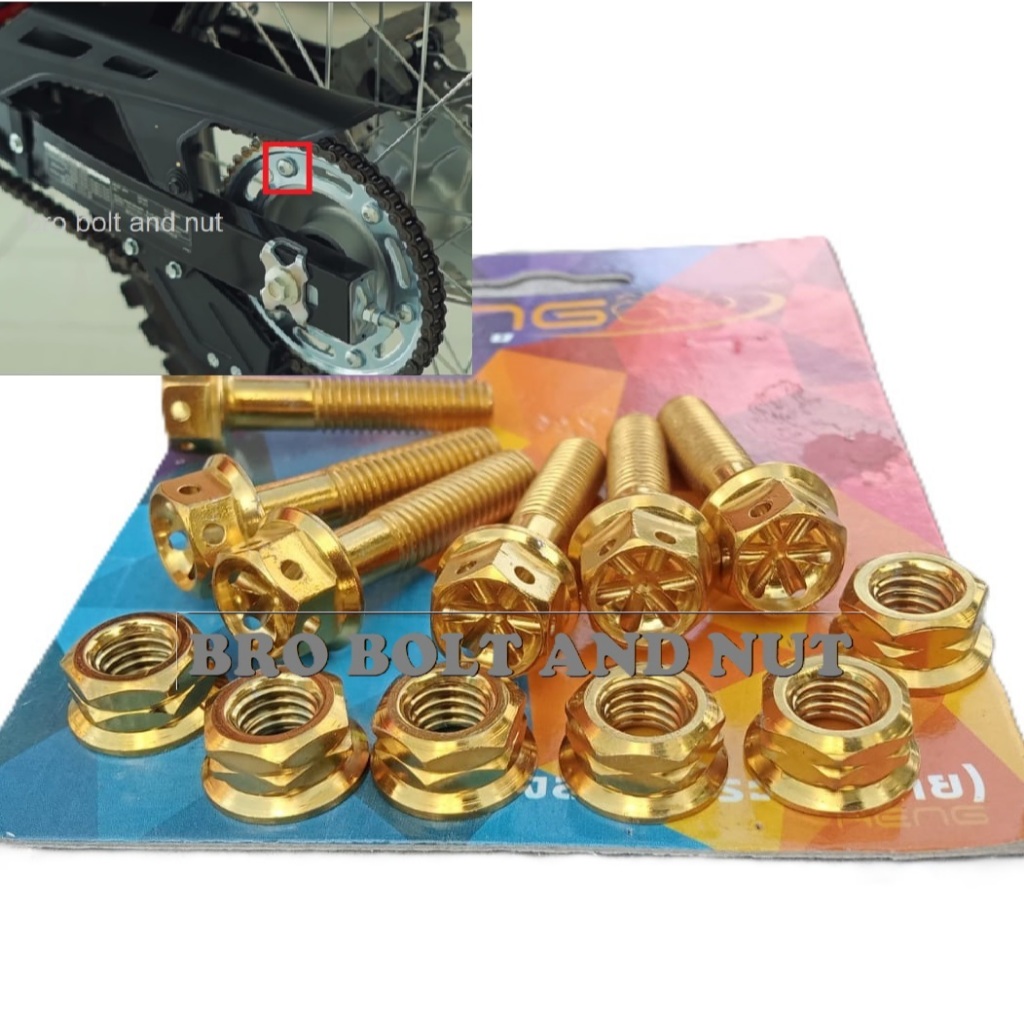 Baut Mur Probolt Gear Gir Belakang Honda CRF 150 CRF150L Original Heng Thailand