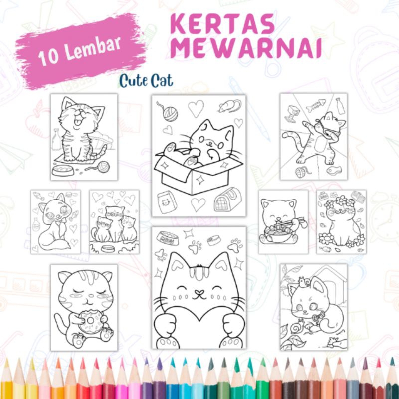

10 Lembar Kertas Mewarnai Berbagai Karakter 80 Gsm