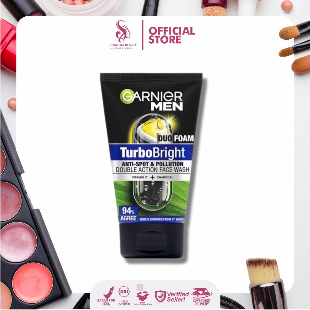 Garnier Men Turbo Bright Super Duo Foam Skin Care - 150ml (Perawatan Pria Untuk Wajah Kusam)