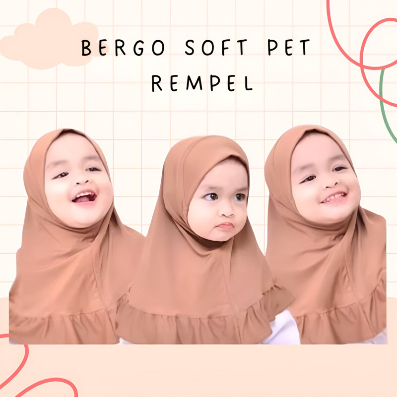 Hijab Bergo Soft Pet Rempel | Hijab anak | Jilbab Anak | Hijab Bergo