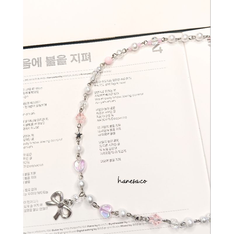 Kalung rantai | kalung coquette| kalung mutiara | kalung pita lucu | kalung aesthetic | beads neckla