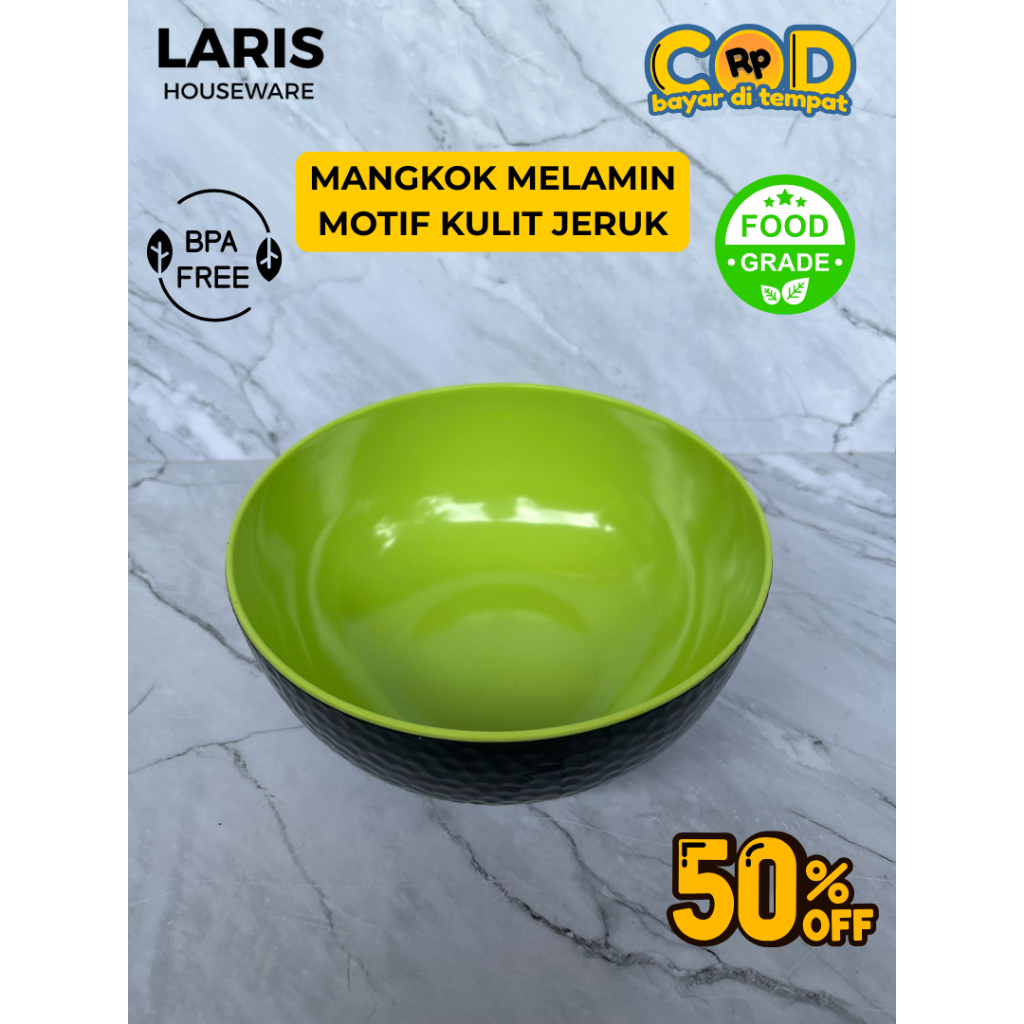 MANGKOK BASO / MANGKOK RAMEN / MANGKOK MIE MELAMIN MOTIF KULIT JERUK GOLDEN DRAGON W07A9 HIJAU HITAM