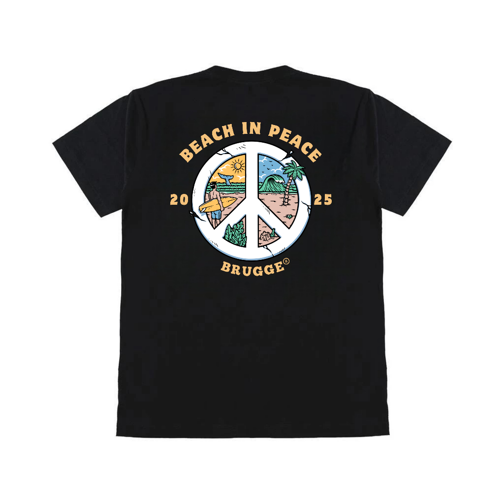 Brugge Kaos Pria Lengan Pendek - Beach In Peace - Hitam