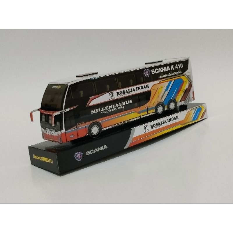 MINIATUR BIS PAPERCRAFT BUS ROSALIA INDAH ROSALIA INDAH JETBUS 5 SDD MILLENIAL BUS MERCHANDISE BUS R