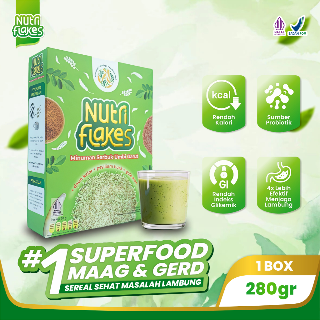 𝐃𝐈𝐒𝐓𝐑𝐈𝐁𝐔𝐓𝐎𝐑 Nutriflakes Terapi Asam Lambung Maag Tipes Diet Sehat Lancarkan Pencernaan
