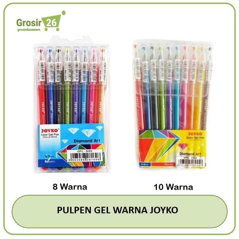 

(1 set) pulpen / pena / pen gel warna warni joyko 0.5 mm diamond art 8 | 10 warna