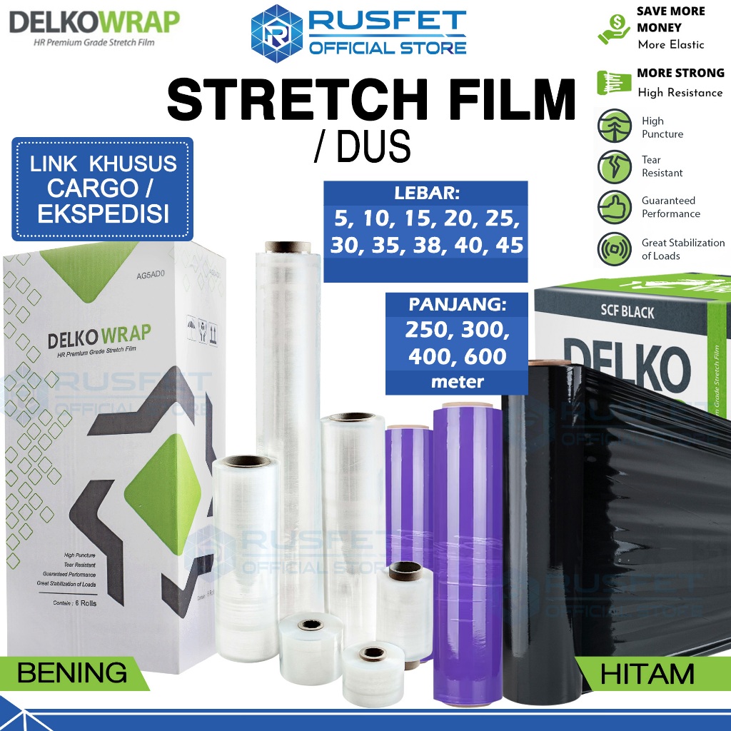 

Plastik Wrapping Stretch Film Plastic Wraping Pembungkus Pengemas Barang DELKOWRAP / DUS KARGO