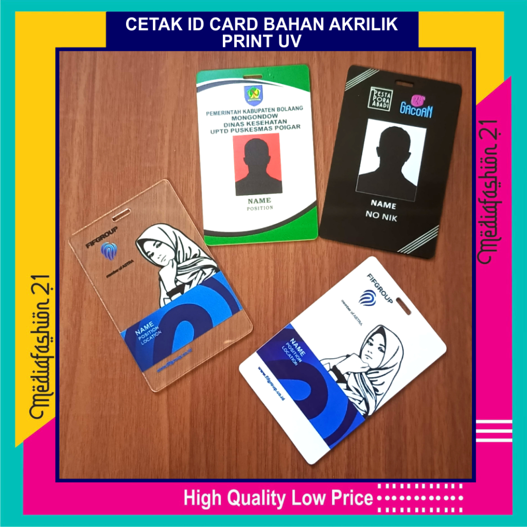 Name Tag / Kartu Id Card Bahan Akrilik Print UV