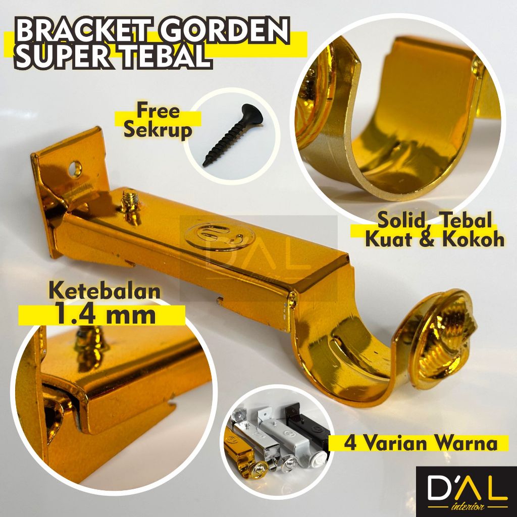Bracket Gorden Super TEBAL Dudukan Rel Gorden Premium Bracket Tiang Gorden Kuat dan Tebal 1.4 mm