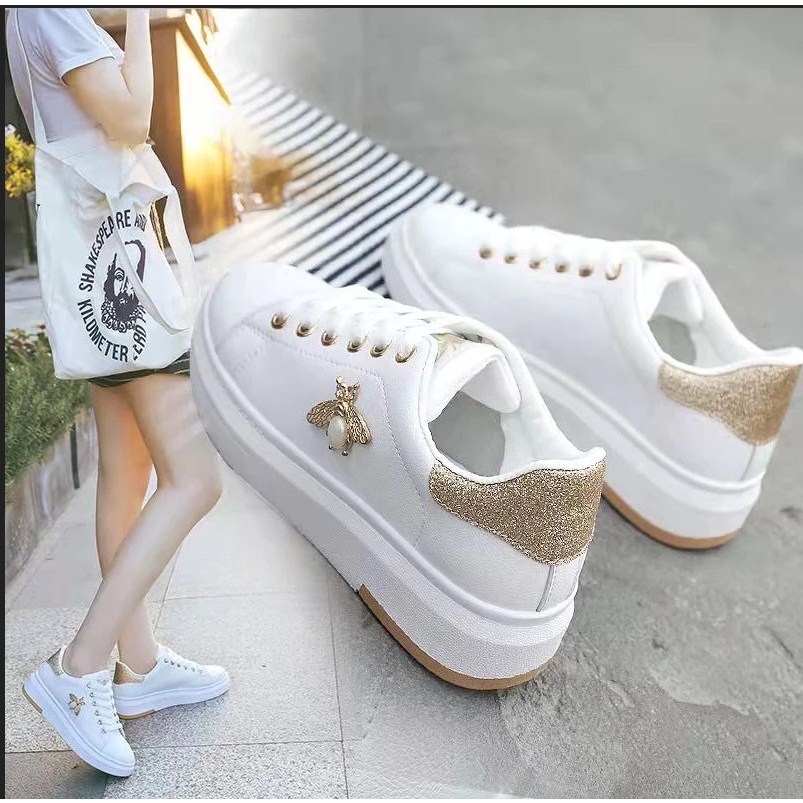 MG SEPATU SNEAKERS PUTIH GOLD WANITA PREMIUM OP01 FASHION KOREA SEPATU CEWEK KETS OLAHRAGA SPORT LAR