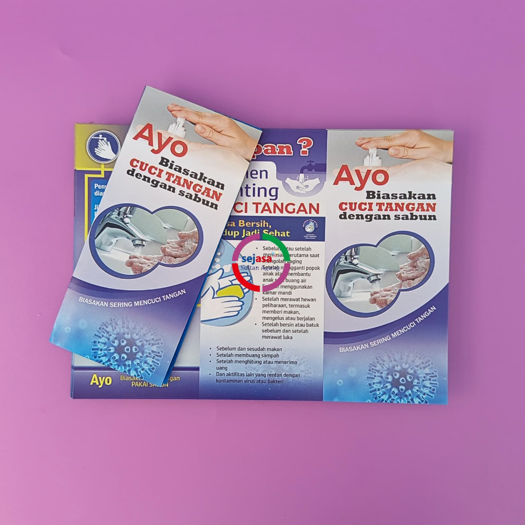 

Leaflet Ayo Biasakan Mencuci Tangan Dengan Sabun | Brosur Cara Cuci Tangan