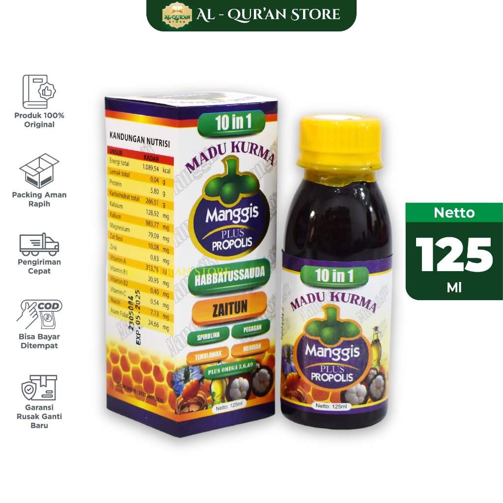 Madu Kurma Manggis Plus Propolis 10 In 1 125ml Vitamin Anak Omega  Daya Tahan Tubuh Habatusauda Kese