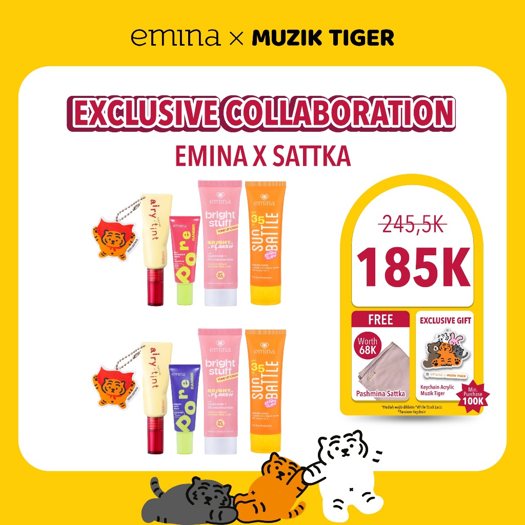 [EXCLUSSIVE EMINA x SATTKA] Emina Porefect Glow Kit FREE Sattka Pashmina Airflow - Airy Tint, Emina 