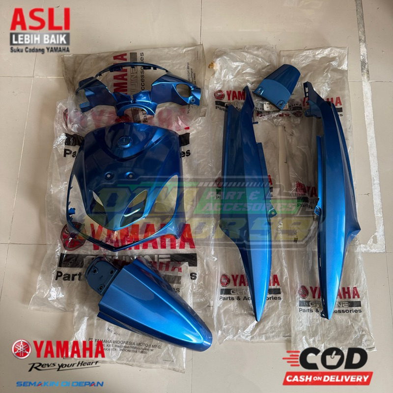 FULLSET COVER BODY ALUS HALUS BIRU SHAPIRE MIO SMILE BIRU TAXI 2008-2009 ORIGINAL YAMAHA 28D-5J