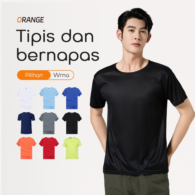 [Promo Spesial Produk Baru] ORANGE Kaos pria Baju Olahraga Pria Lengan Pendek Atasan Baju Kaos Train