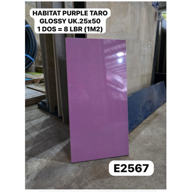 PURPLE TARO UNGU POLOS GLOSSY UK.25X50 HABITAT MILAN KERAMIK LANTAI DINDING
