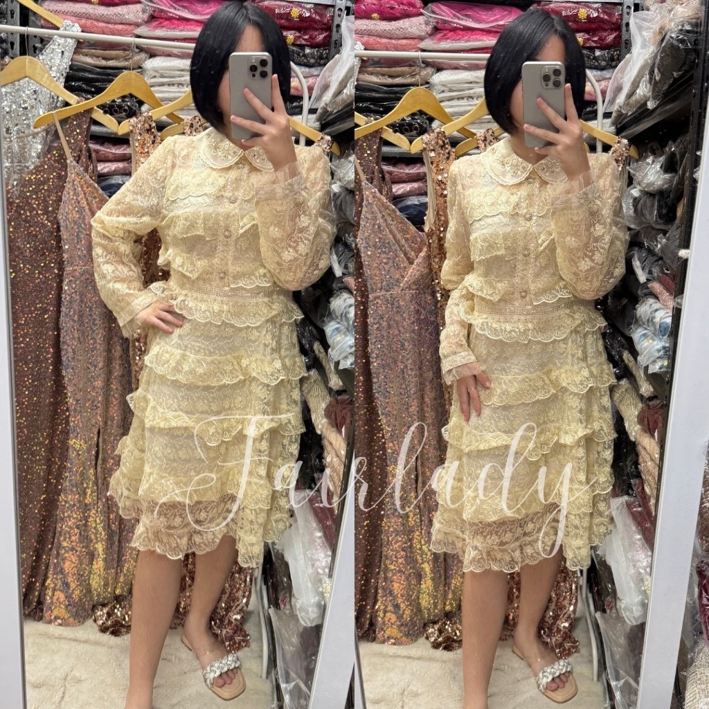 [READY STOCK FAIRLADY] LD 84-98 Yolanda Brukat Lace Layered Dress Wanita Korean Style Premium