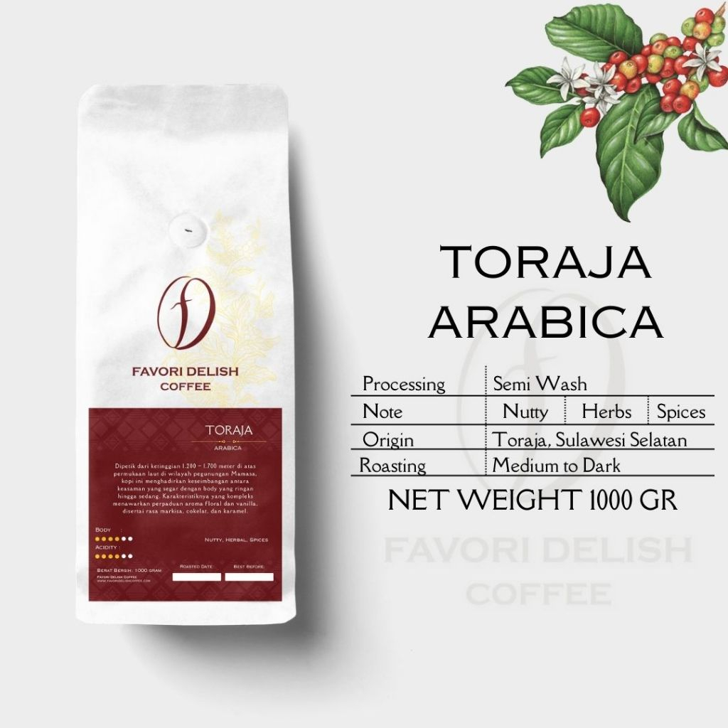

FD Coffee| Biji Kopi Arabica Mamasa Toraja Semi Wash Roast Bean 1kg/ Biji Kopi Mamasa Toraja Arabica
