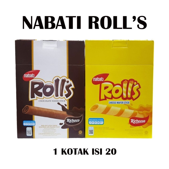 

Nabati Roll's Chocolate Wafer Stick Box Isi 20 - Jajan Murah
