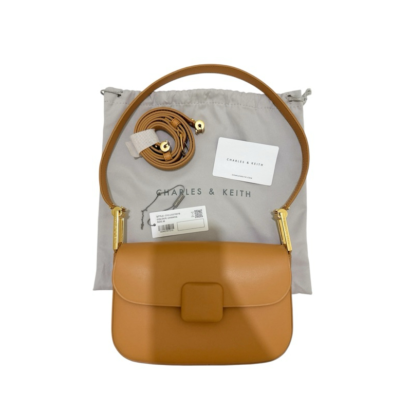 CHARLES & KEITH KOA SHOULDER BAG / tas bahu wanita cewek - ORANGE