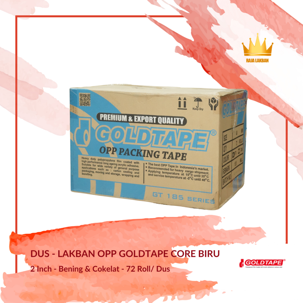 

Plakban Lakban OPP Goldtape Core Biru 2 inch 48mm 72 Yard / Bening - Cokelat - Dus