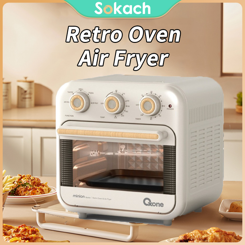 ⭐Hadiah Gratis⭐16L Retro Oven&Air Fryer Mini Oven Air Fryer 5 in1 1300W Pemanggang Kue dan Makanan M