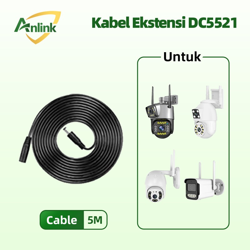Kabel Ekstensi CCTV DC5521 5M Kabel Tebal Universal Aman untuk Kamera Outdoor WiFi 4G Original