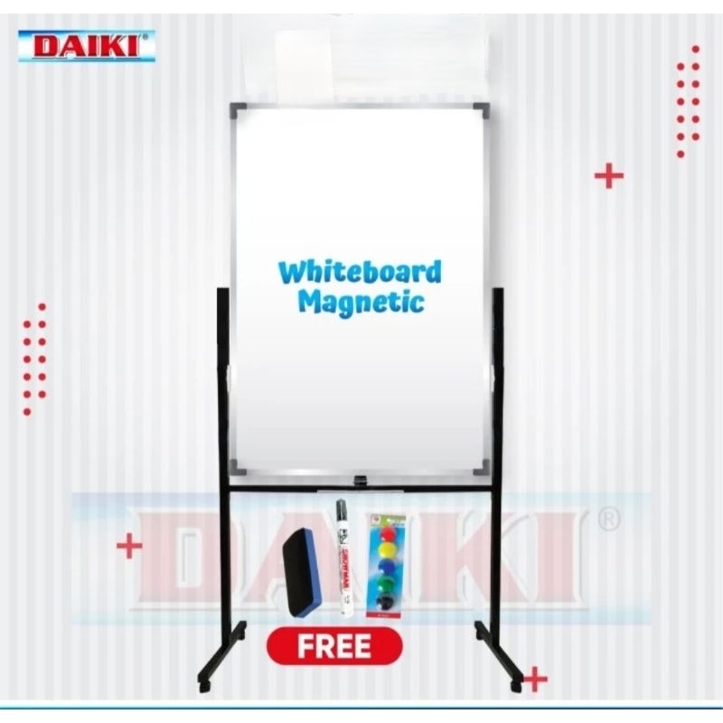 

DAIKI Papan Tulis White Board Double Face Standing Magnetik uk 70 x 50 cm / 60 x 90 cm.