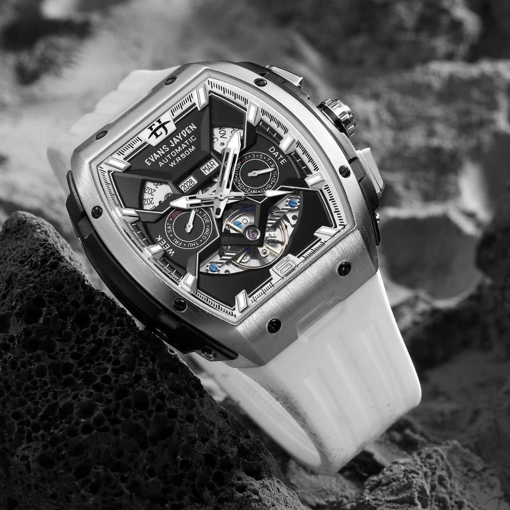 Big Sale  Jam Tangan Pria Evans Jayden 9620 Rubber Silicon Cronograph & Automatic Kaca Sapphire Wate