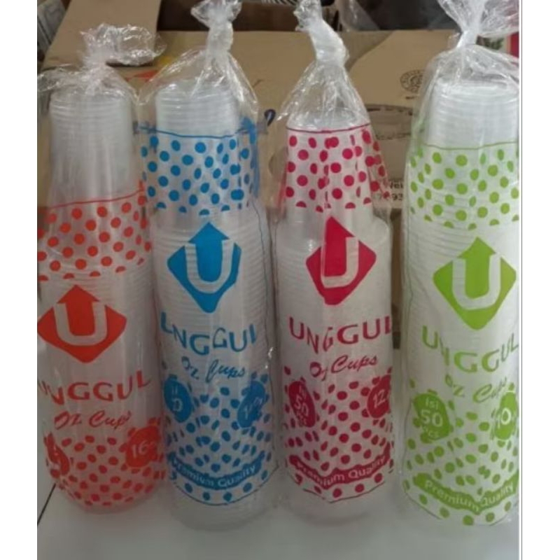 GELAS PLASTIK UNGGUL 10oz, 12oz, 14oz,16oz