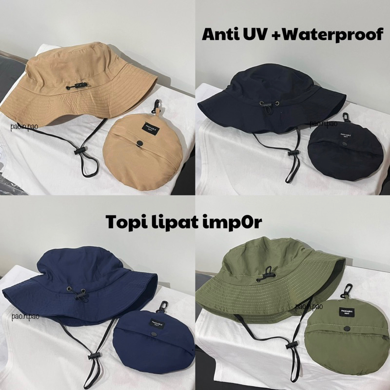 Pao&Pao-Bucket Hat bulat Parasuit tali -topi gunung unisex - topi lipat- topi packable - topi pria w