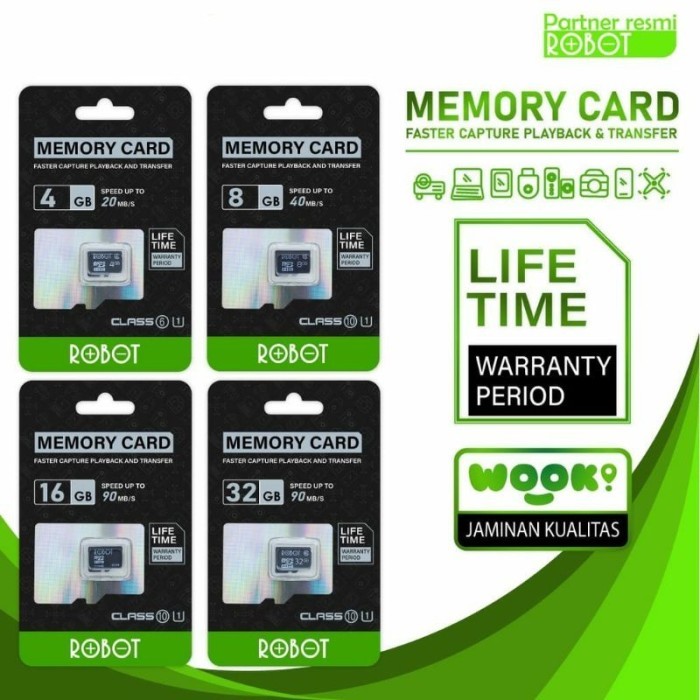 Memory Card Robot 8 16 32 64 GB / Micro SD Card Robot Kartu Memori Class 10 8GB/16Gb/32Gb/64Gb