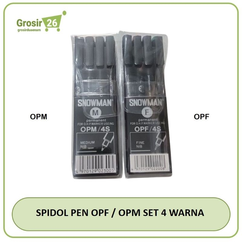 

(1 set) spidol pen snowman permanent marker opf | opm 4 warna